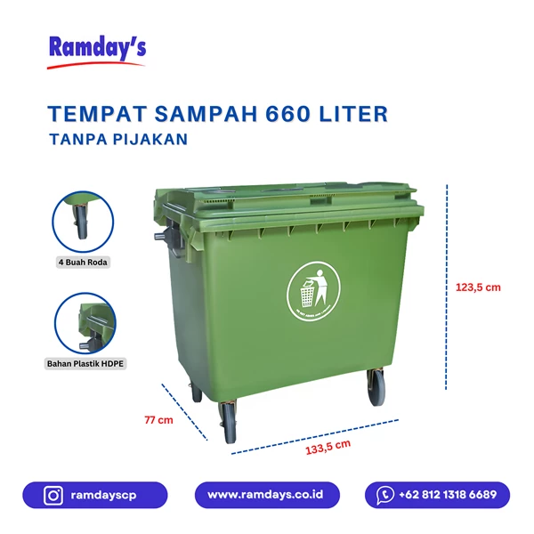 Tempat Sampah PIRRO 660 Liter tanpa Pedal